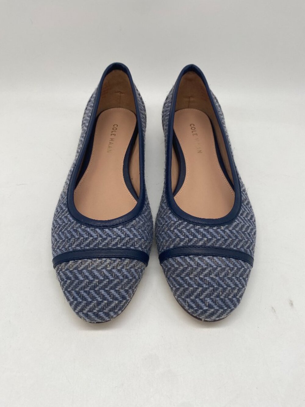 Cole Haan Women's Blue Herringbone Tweed Ballet Flats